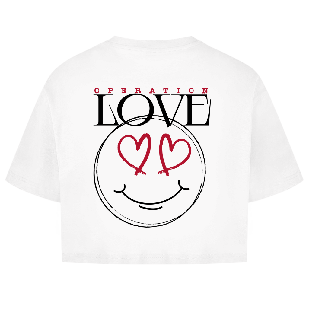 Oversize Crop Top Operation Love White