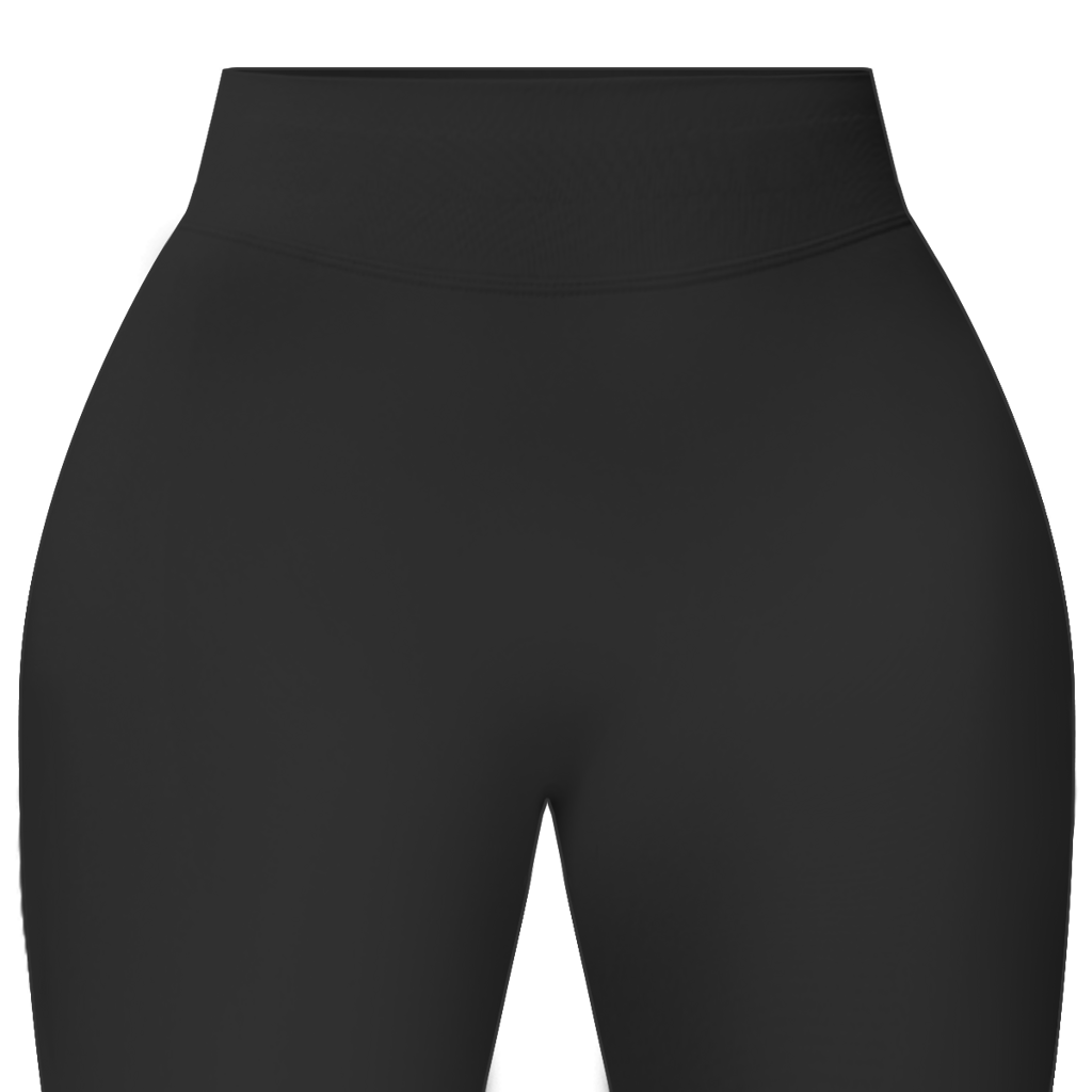 State Your Mind Scrunch Leggings Operation Love von der Taille bis zur Mitte des Oberschenkels auf weißem Hintergrund. Diese Leggings mit hoher Taille haben ein Po-formendes Design und einen glatten, anliegenden Stoff für eine schmeichelhafte Silhouette.